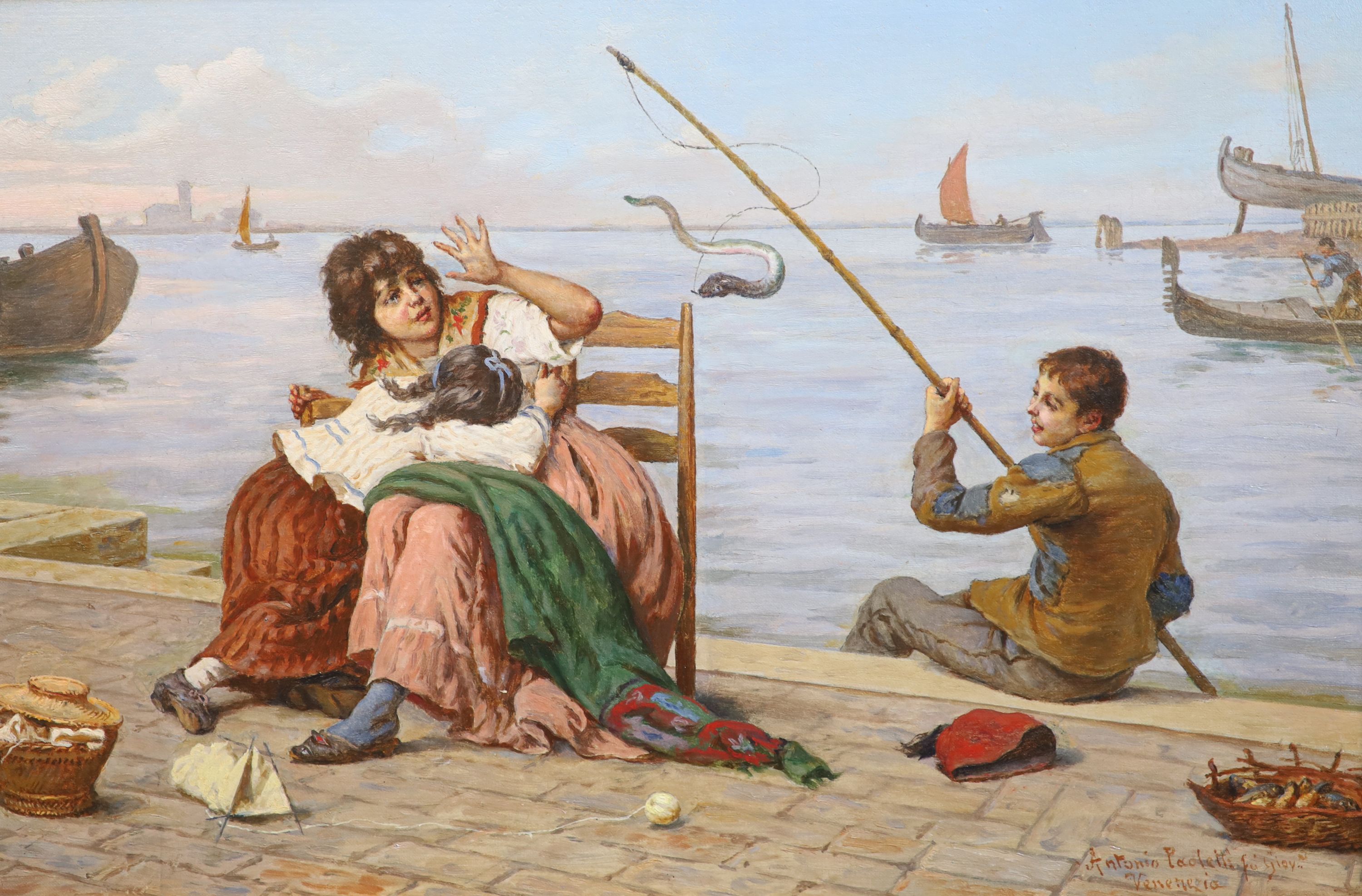 Antonio Ermolao Paoletti (1833-1912) Catching a farter 15.5 x 23in.